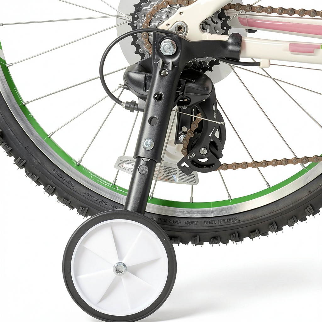 Installing Saycker Bicycle Training Wheels Universal Fit on a wooden desk